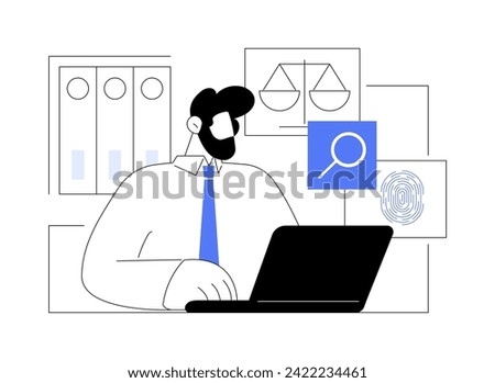Study criminal case isolated cartoon vector illustrations. Concentrated lawyer writes legal strategies, reviewing a criminal case, researching evidence, legal service vector cartoon.