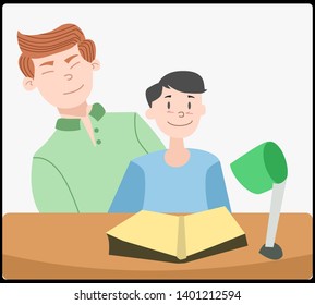 Study with Daddy Vector Illustration