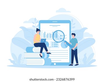 Study data analyst company trending concept flat illustration