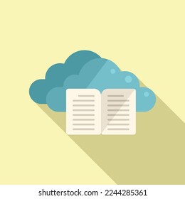 Study data cloud icon flat vector. Distance training. Online course