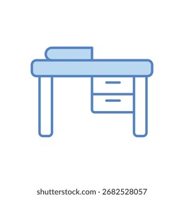Study Desk Blue Color Tone Icon Vector