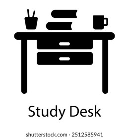 Study desk icon in filled style