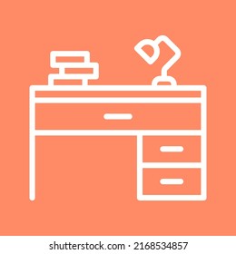 Study Desk Icon Vector Image. Can Also Be Used For School And Geometric Tools. Suitable For Mobile Apps, Web Apps And Print Media.