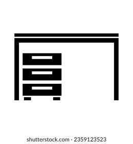 Study desk silhouette icon. Vector.