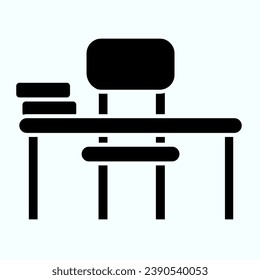 Study Desk solid icon. Table and chair vector illustration isolated on white. School Desk glyph style design, designed for web and app. Eps 10