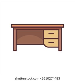 Study Desk Stylized and Editable Vector Illustration for House Appliances Design Theme.