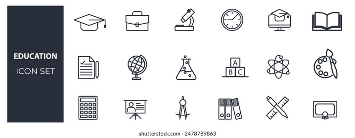 Study, Education and school related icon set 