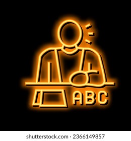 study english neon light sign vector. study english illustration