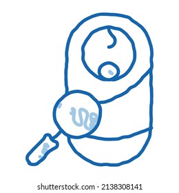study examining newborn baby sketch icon vector. Hand drawn blue doodle line art study examining newborn baby sign. isolated symbol illustration