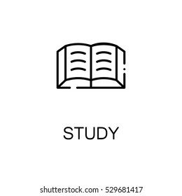 Study flat icon. Single high quality outline symbol of autumn for web design or mobile app. Thin line signs of book for design logo, visit card, etc. Outline pictogram of schoolbook
