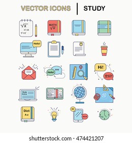 Study flat icons 