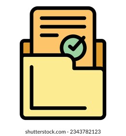 Study folder icon outline vector. Education office. Public student color flat