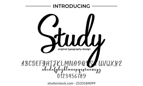Study Font Stylish brush painted an uppercase vector letters, alphabet, typeface