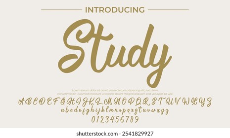 Study Font Stylish brush painted an uppercase vector letters, alphabet, typeface