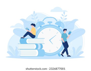 Study with friends trending concept flat illustration
