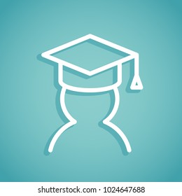 study graduation hat diploma book flat illustration icon student thin line icon online diploma university flat illustration read market science present banner site education new job library athenaeum