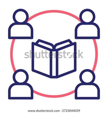 Study Group Icon Line Color Style Vector Illustration