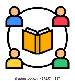 Ícone do grupo de estudo Ilustração do vetor de estilo de cor linear