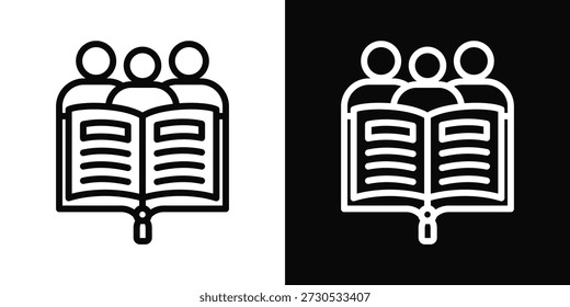 Study Group Icon White And Black Background Style