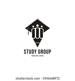 Grupo de estudio con icono de lápiz. símbolo educativo