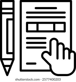 Study Hand Line Vector Icon Design