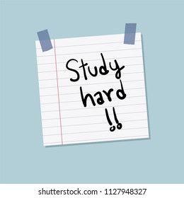 Study hard sticky note illustration