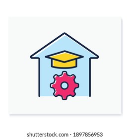 Study at home color line icon. Organization of the learning process. Home education concept. Distant remote teaching and homeschooling. Isolated vector illustration