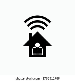 Study From Home Icon.  Long Distance Study Symbol - Vector.