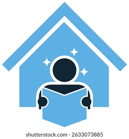 Estude em casa como um vetor de ícones para o aprendizado remoto, aula digital e educação virtual. Ideal para sessões de estudantes on-line, atividades domésticas e escolaridade flexível.