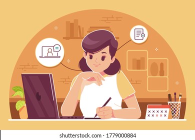 study from home illustration background