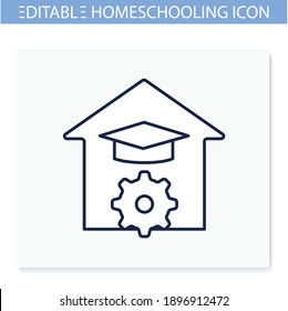 Study at home line icon. Organization of the learning process. Home education concept. Distant remote teaching and homeschooling. Editable vector illustration