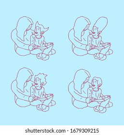 estudio en casa con ilustración o fondo madre vectorial