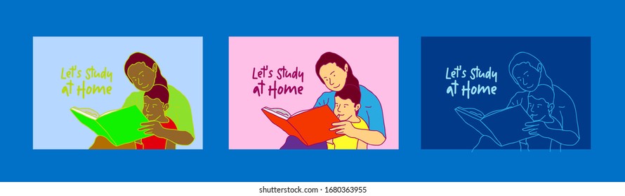zu Hause mit Vektorillustration oder Hintergrund studieren