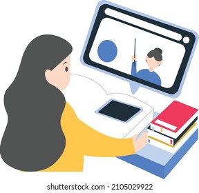 Study At Home With Online Tutor, College Entrance Exam Preparation, Flat Design