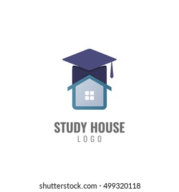 Study house. Eduction vector logo template.