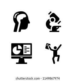 study icon. 4 study set with biology, scientific, research and student vector icons for web and mobile app