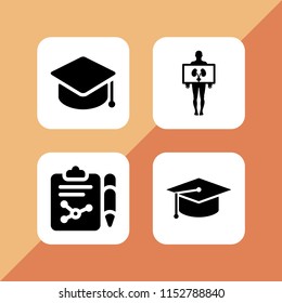 study icon. 4 study set with research, school and lung vector icons for web and mobile app