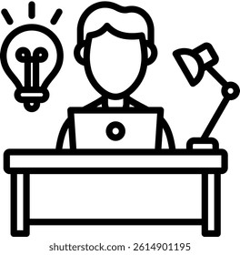 Study Icon Line Vector Illustration