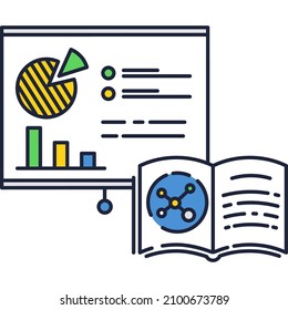 Icono de estudio. Vector de libros de texto de ciencia y negocios de papel abierto aislado en el fondo blanco. Curso de educación, e-learning y formación