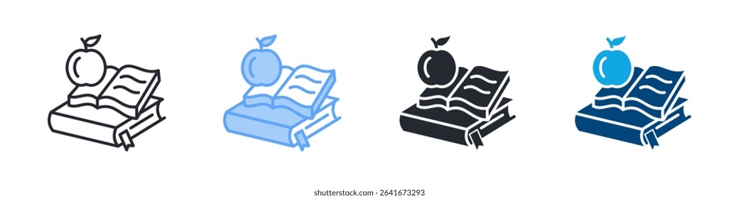 Study Icon Set Multiple Style. Design In Outline, Blue, Glyph, Dualtone