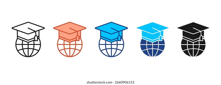 Conjunto de ícones de estudo Coleção de estilos múltiplos