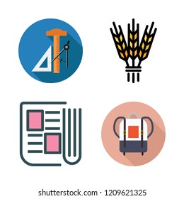 study icon set. vector set about hebrew, backpack, ebook and school material icons set.
