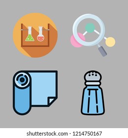 study icon set. vector set about writer, hebrew, magnifying glass and flasks icons set.