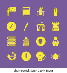 study icon. study vector icons set school, ask pupil, pencil and public speaker