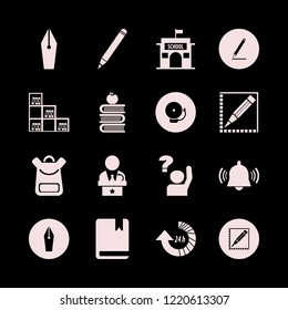 study icon. study vector icons set fountain pen, pencil, ask pupil and public speaker