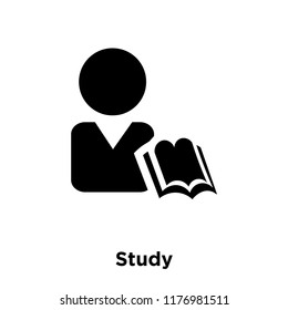 Study icon vector isolated on white background, logo concept of Study sign on transparent background, filled black symbol