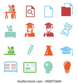 Study icons color  - vector icon set