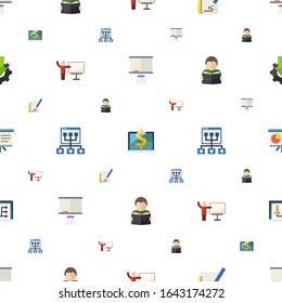 study icons pattern seamless. Included editable flat Board stand, Computer-Based Training, Sketching, coach, Online coaching, Reading, Presentation icons. study icons for web and mobile.