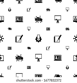 study icons pattern seamless. Included editable filled Asynchronous Learning, Online tutorial, Webinar, Distance teacher, Sketching, Board stand icons. study icons for web and mobile.