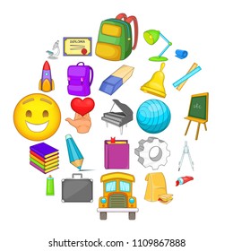 Study icons set. Cartoon set of 25 study vector icons for web isolated on white background